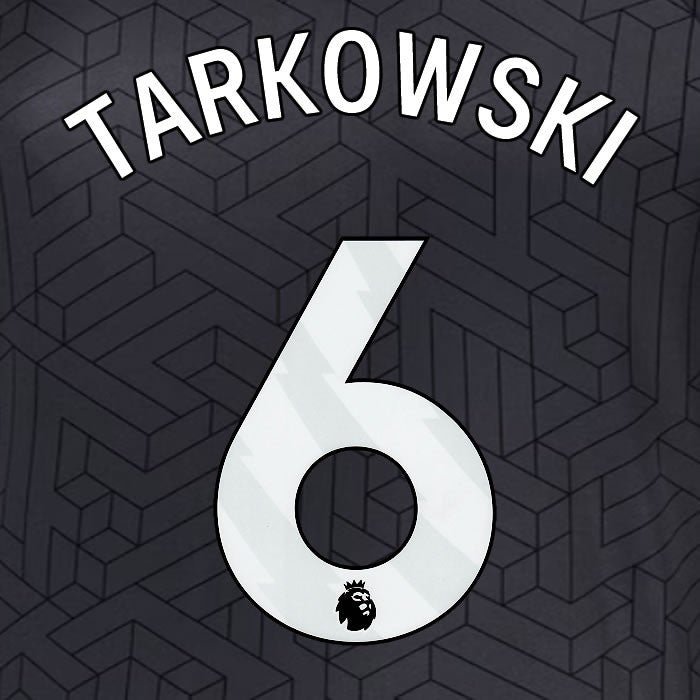 2024 2025 EVERTON TARKOWSKI 6 OFFICIAL WHITE AWAY PLAYER SIZE NAMESET