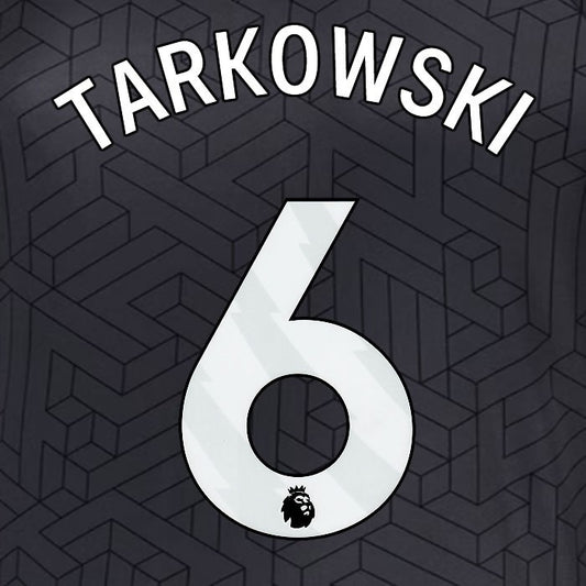 2024 2025 EVERTON TARKOWSKI 6 OFFICIAL WHITE AWAY PLAYER SIZE NAMESET