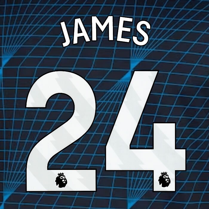 2023 2024 OFFICIAL CHELSEA JAMES 24 WHITE AWAY PLAYER SIZE NAMESET