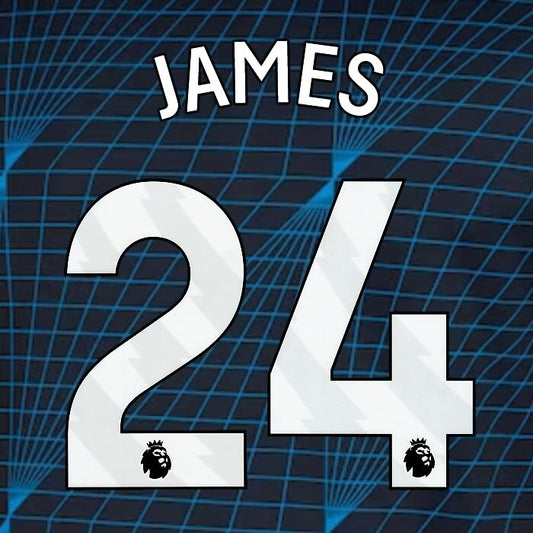 2023 2024 OFFICIAL CHELSEA JAMES 24 WHITE AWAY PLAYER SIZE NAMESET