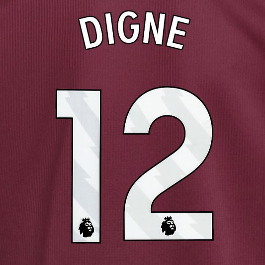 2024 2025 ASTON VILLA DIGNE 12 OFFICIAL WHITE HOME PLAYER SIZE NAMESET