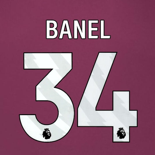 2025 2026 BURNLEY BANEL 34 OFFICIAL WHITE HOME PLAYER SIZE NAMESET