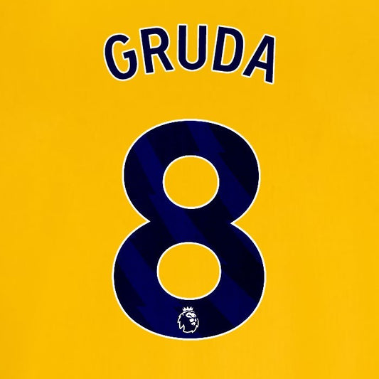 2024 2025 OFFICIAL BRIGHTON GRUDA 8 AWAY BLUE PLAYER SIZE NAMESET