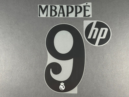 2024 2025 OFFICIAL REAL MADRID MBAPPE 9 + HP HOME PLAYER SIZE NAME SET