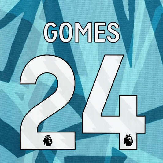 2023 2024 WOLVES 3RD GOMES 24 OFFICIAL WHITE PLAYER SIZE NAMESET