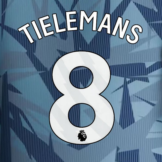 2023 2024 ASTON VILLA TIELEMANS 8 OFFICIAL WHITE 3RD PLAYER SIZE NAMESET