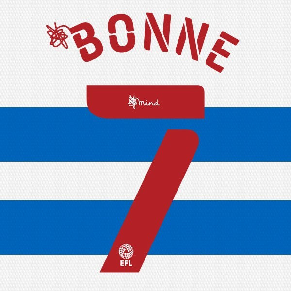 QPR 2020 2021 OFFICIAL BONNE 7 HOME PLAYER SIZE NAME SET