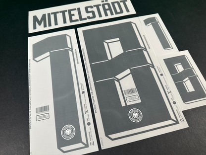 GERMANY 24-245OFFICIAL NAME & NUMBERING MITTELSTADT 18 HOME PLAYER SIZE NAMESET
