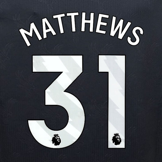 2024 2025 OFFICIAL CRYSTAL PALACE MATTHEWS 31 WHITE 3RD PLAYER SIZE NAMESET