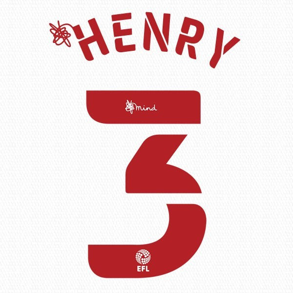 BRENTFORD 2020 2021 OFFICIAL HENRY 3 3RD PLAYER SIZE NAME SET