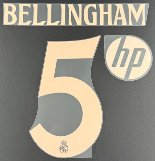 24/25 REAL MADRID BELLINGHAM 5 + HP PATCH OFFICIAL THIRD PLAYER SIZE NAME SET