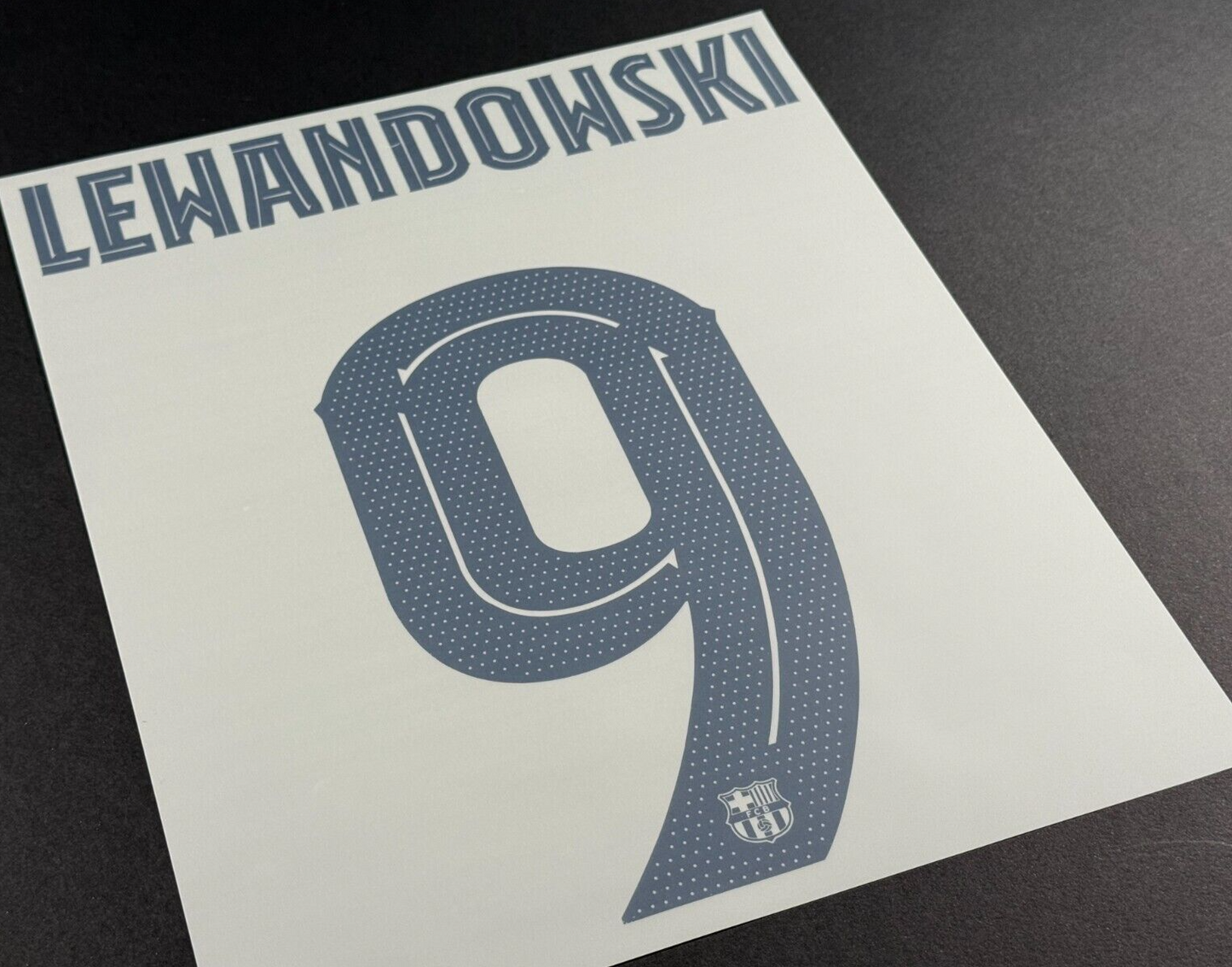 2023 2024 OFFICIAL BARCELONA LEWANDOWSKI 9 AWAY UCL NAMESET NAVY - PLAYER 255MM