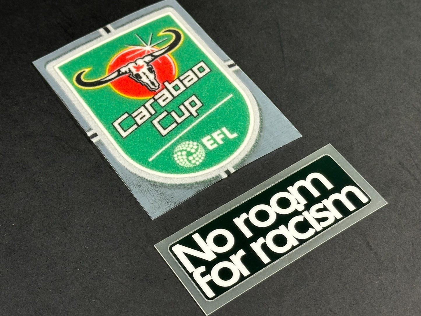 2023 2025 EFL CARABAO CUP & NO ROOM FOR RACISM SLEEVE PATCHES PLAYER SIZE