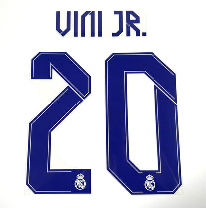 2021 - 2022 AVERY DENNISON REAL MADRID VINI JR. 20 HOME PLAYER SIZE NAME SET