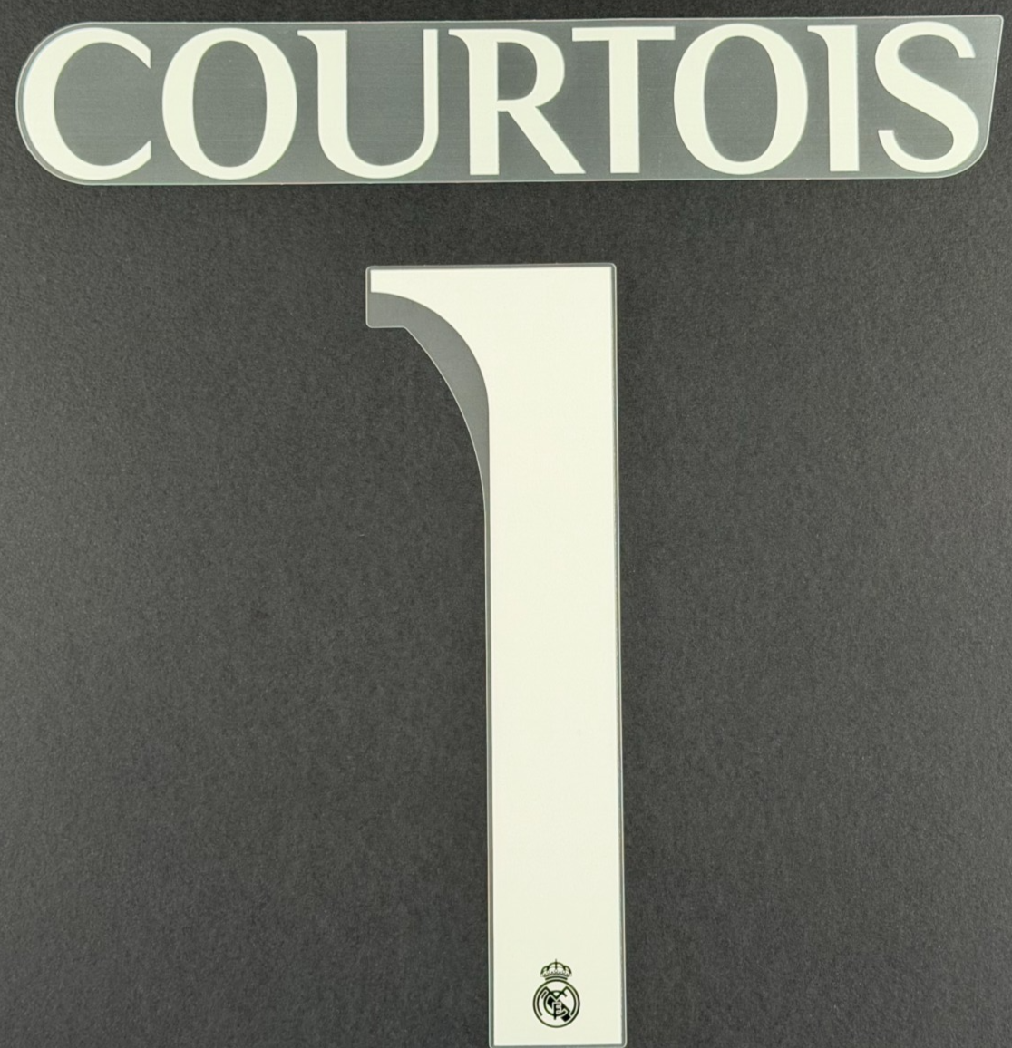 2023 2024 REAL MADRID COURTOIS 1 WHITE AWAY 3RD PLAYER SIZE NAMESET 260MM