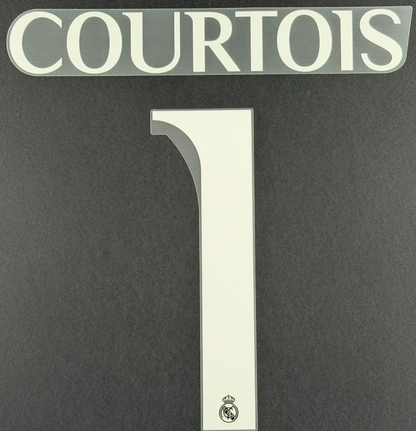 2023 2024 REAL MADRID COURTOIS 1 WHITE AWAY 3RD PLAYER SIZE NAMESET 260MM