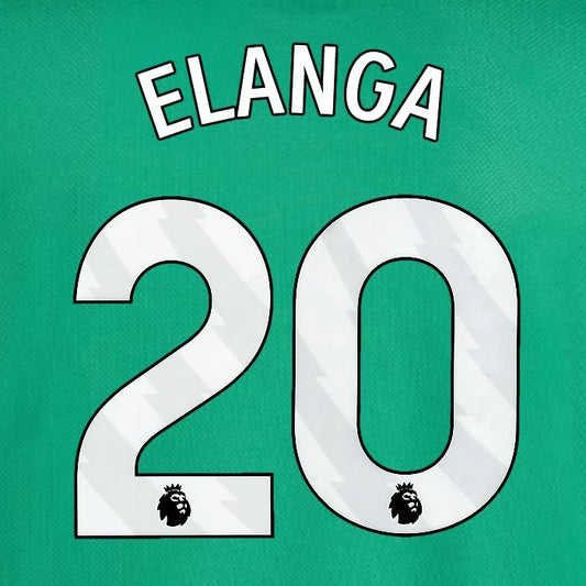2025 2026 NEWCASTLE ELANGA 20 OFFICIAL WHITE AWAY  PLAYER SIZE NAME SET