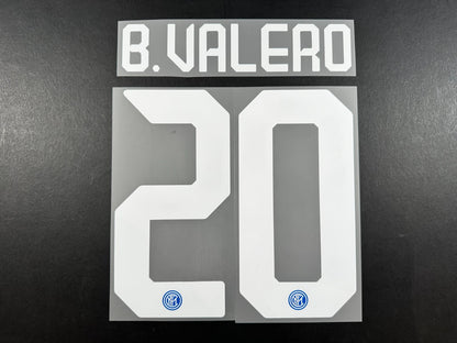 INTER MILAN 2019 2020 B. VALERO 20 OFFICIAL HOME WHITE PLAYER SIZE NAMESET