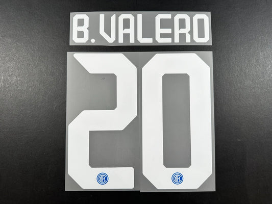 INTER MILAN 2019 2020 B. VALERO 20 OFFICIAL HOME WHITE PLAYER SIZE NAMESET