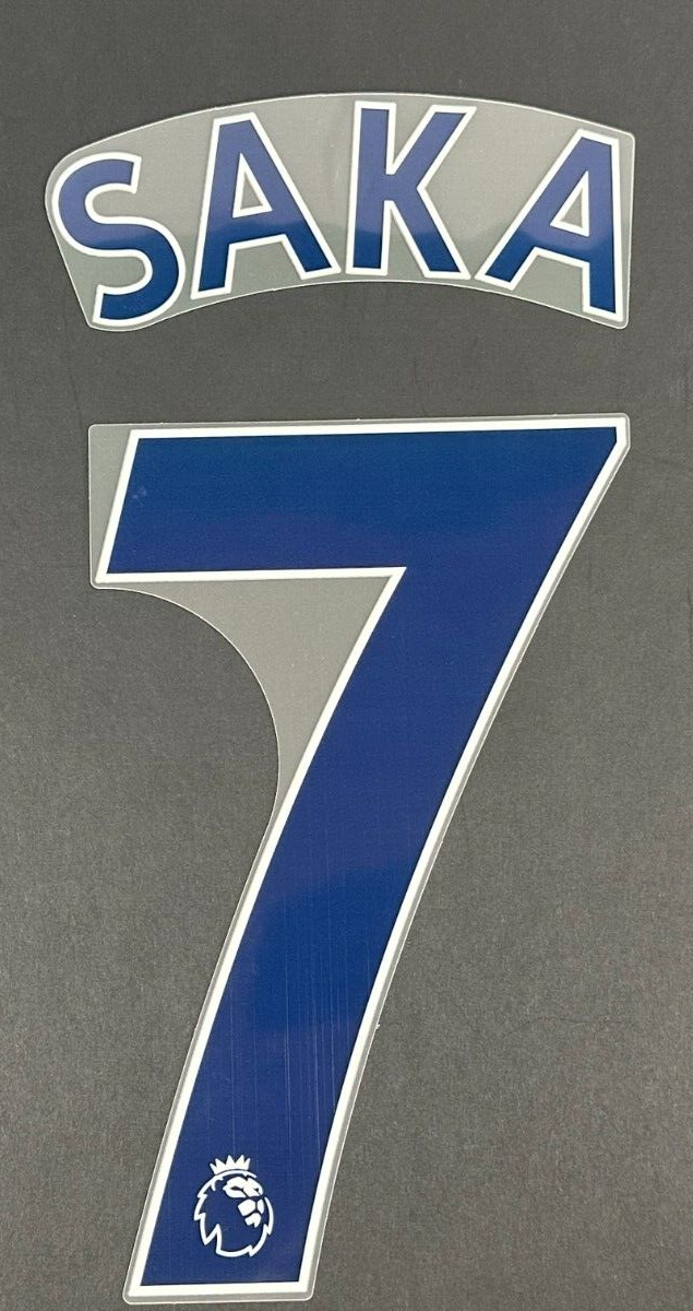 ARSENAL 2019-23 SAKA 7 OFFICIAL AVERY DENNISON BLUE PLAYER SIZE NAME SET