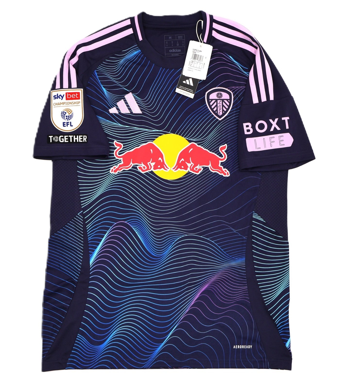 BNWT ADIDAS 2024 2025 LEEDS UNITED THIRD AARONSON 11 + PATCHES SHIRT MENS MEDIUM