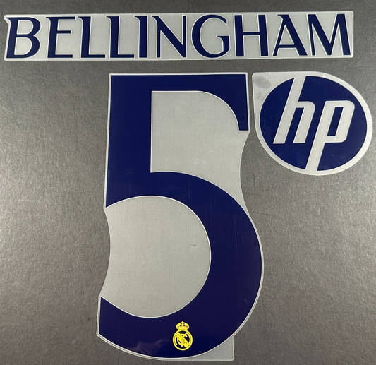 2023 2024 REAL MADRID BELLINGHAM 5 + HP PATCH HOME PLAYER SIZE NAMESET