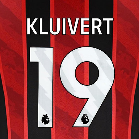 2025 2026 BOURNEMOUTH KLUIVERT 19 WHITE HOME PLAYER SIZE NAME SET
