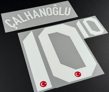 TURKEY 2020-2021 OFFICIAL CALHANOGLU 10 HOME WHITE PLAYER SIZE NAME SET