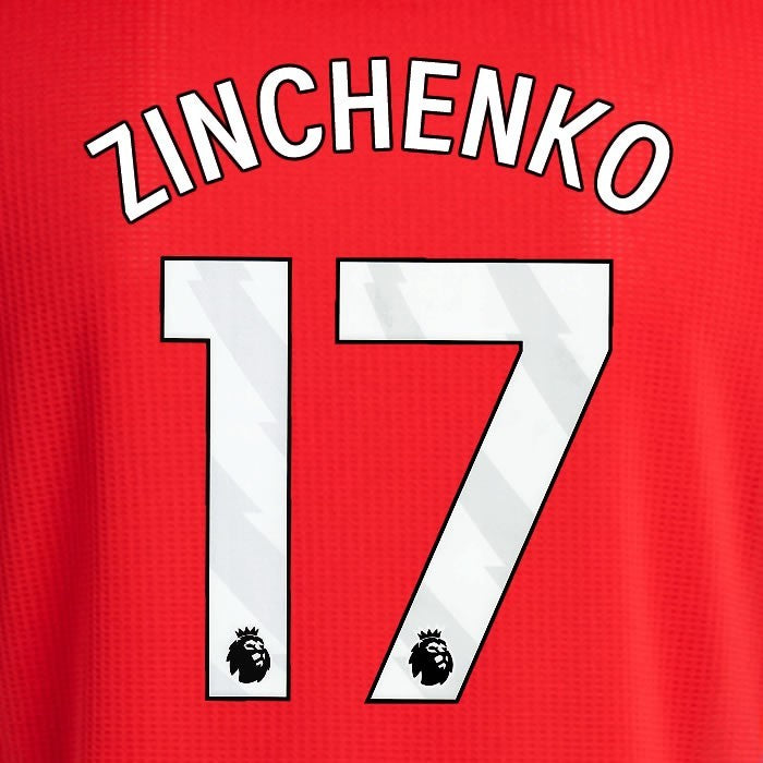 2024 2025 ARSENAL ZINCHENKO 17 WHITE HOME OFFICIAL PLAYER SIZE NAMESET