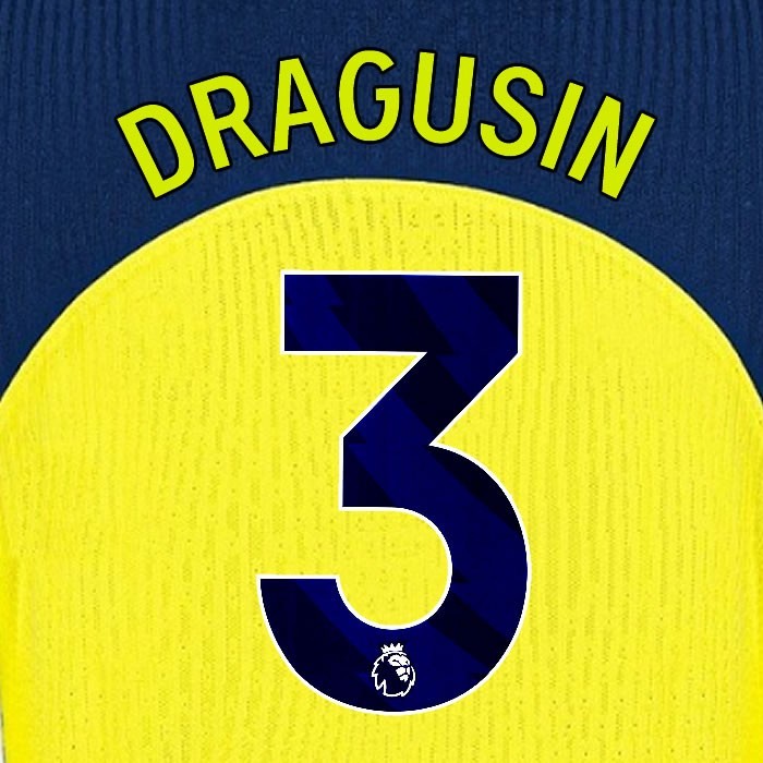 2025 2026 TOTTENHAM DRAGUSIN 3 3RD PLAYER SIZE NAME SET