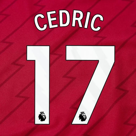 ARSENAL 2023/24 CEDRIC 17 OFFICIAL AVERY DENNISON WHITE PLAYER SIZE NAME SET