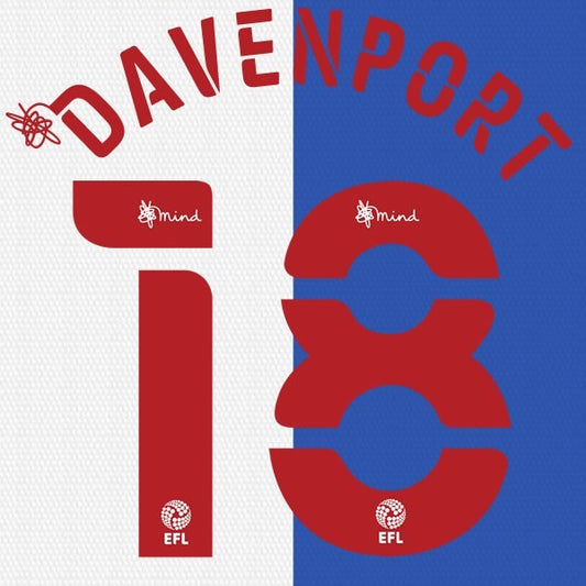 BLACKBURN 2020 2021 OFFICIAL DAVENPORT 18 HOME PLAYER SIZE NAME SET