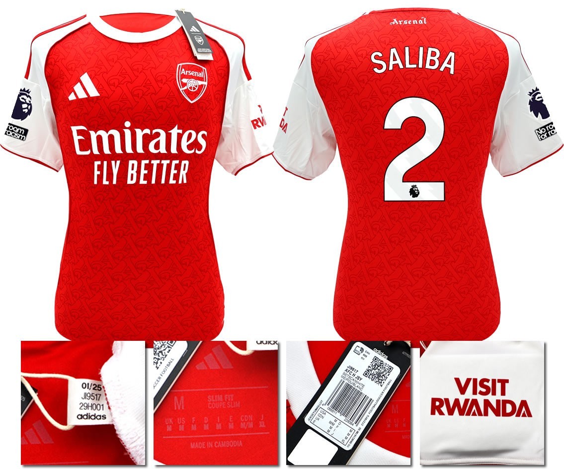 BNWT 2025/2026 ARSENAL F.C. ADIDAS HOME SHIRT SALIBA 2 + PATCHES