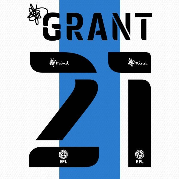 HUDDERSFIELD 2020 2021 OFFICIAL GRANT 21 HOME PLAYER SIZE NAME SET