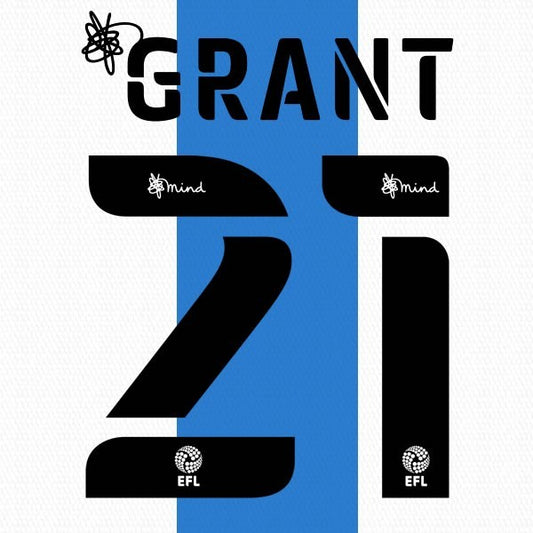 HUDDERSFIELD 2020 2021 OFFICIAL GRANT 21 HOME PLAYER SIZE NAME SET