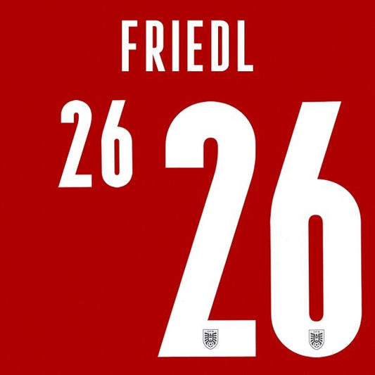 AUSTRIA 2020 2021 OFFICIAL FRIEDL 26 HOME PLAYER SIZE NAMESET