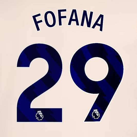 2024 2025 OFFICIAL CHELSEA FOFANA 29 BLUE AWAY PLAYER SIZE NAMESET