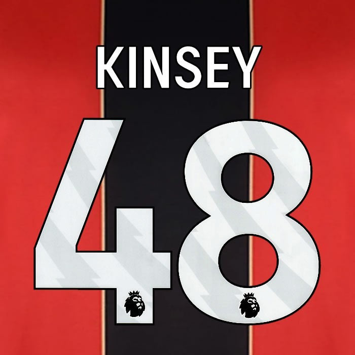 2024 2025 BOURNEMOUTH KINSEY 48 WHITE HOME PLAYER SIZE NAME SET