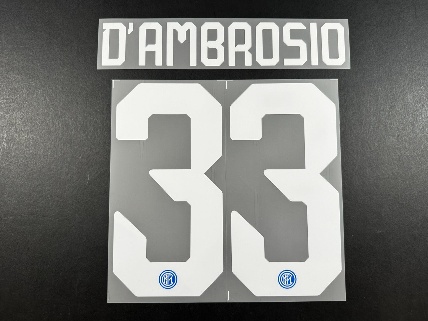 INTER MILAN 2019 2020 D AMBROSIO 33 OFFICIAL HOME WHITE PLAYER SIZE NAMESET