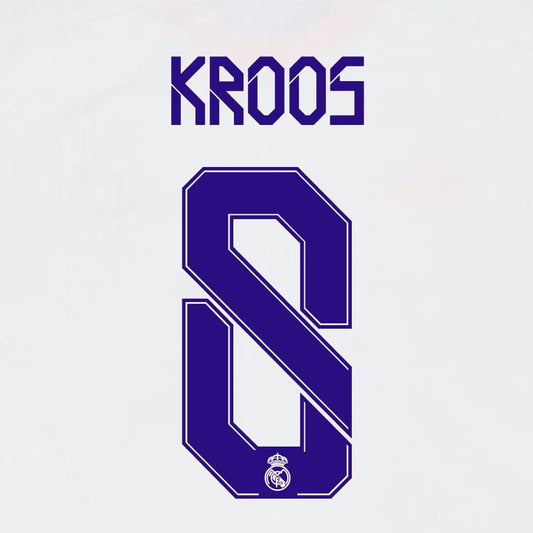 2021 2022 AVERY DENNISON REAL MADRID KROOS 8 HOME PLAYER SIZE NAMESET