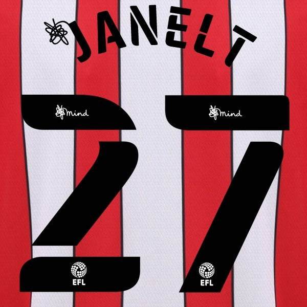 BRENTFORD 2020 2021 OFFICIAL JANELT 27 HOME PLAYER SIZE NAME SET