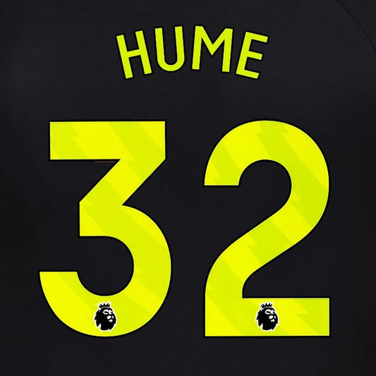 2025 2026 OFFICIAL SUNDERLAND HUME 32 YELLOW 3RD PLAYER SIZE NAME SET