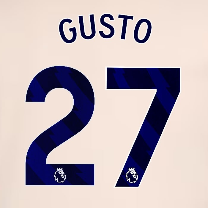 2024 2025 OFFICIAL CHELSEA GUSTO 27 BLUE AWAY PLAYER SIZE NAMESET