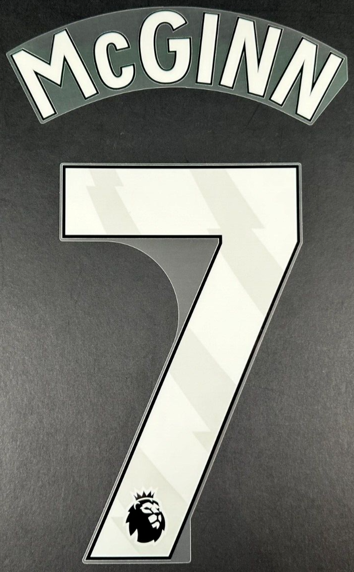 ASTON VILLA 23-25 McGINN 7 OFFICIAL AVERY DENNISON WHITE PLAYER SIZE NAME SET