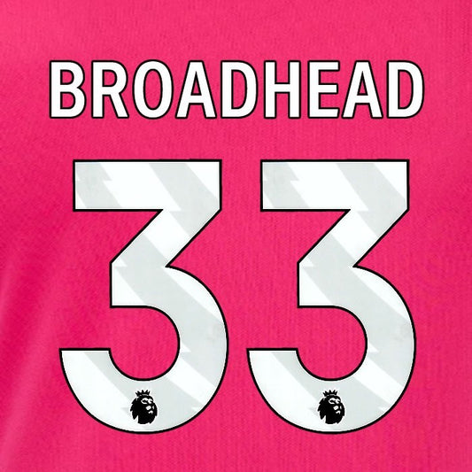 2024 2025 OFFICIAL IPSWICH TOWN BROADHEAD 33 WHITE 3RD PLAYER SIZE NAME SET