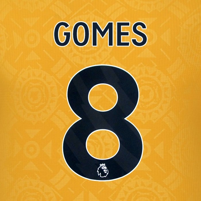 2025 2026 WOLVES HOME BLACK GOMES 8 OFFICIAL PLAYER SIZE NAMESET