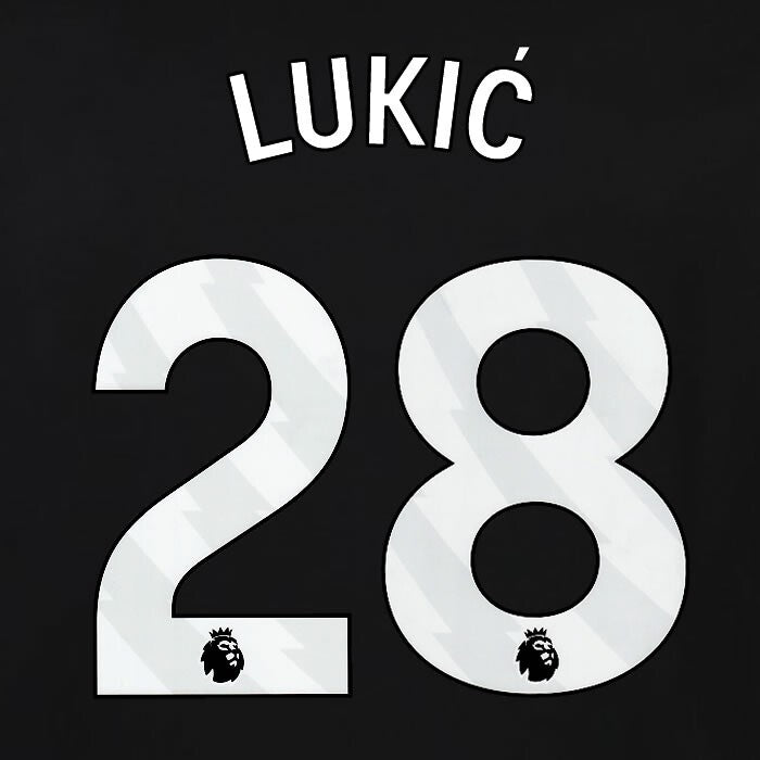 2023 2024 OFFICIAL FULHAM AVERY DENNISON LUKIC 28 3RD PLAYER SIZE NAMESET