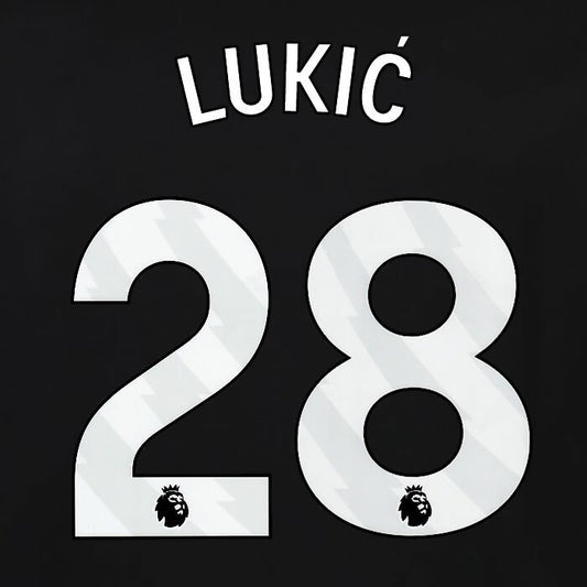 2023 2024 OFFICIAL FULHAM AVERY DENNISON LUKIC 28 3RD PLAYER SIZE NAMESET