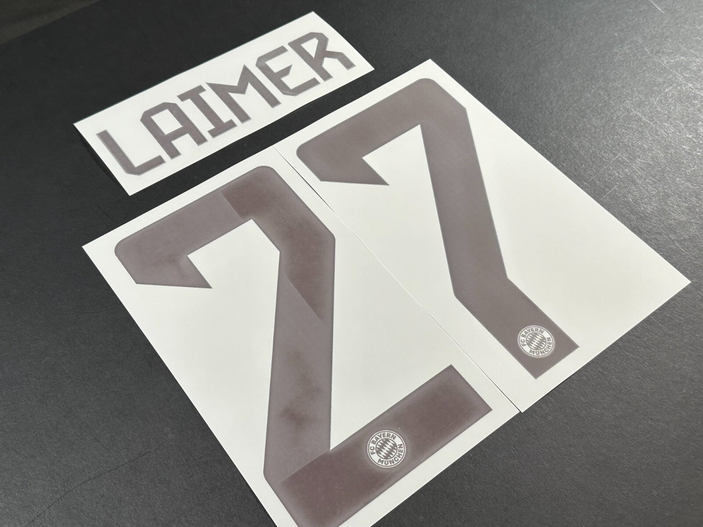 2024 2025 OFFICIAL BAYERN LAIMER 27 HOME DARK RED PLAYER SIZE NAMESET