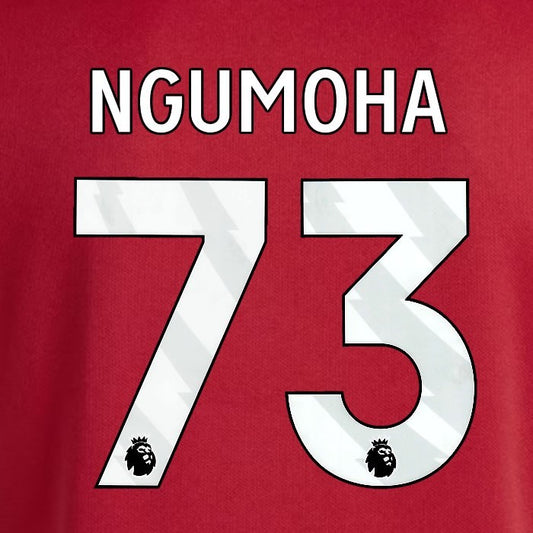 2025 2026 OFFICIAL LIVERPOOL NGUMOHA 73 WHITE HOME PLAYER SIZE NAMESET